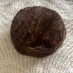 💜Vintage Cecile Original Mink Fur Pillbox Winter Hat Brown
